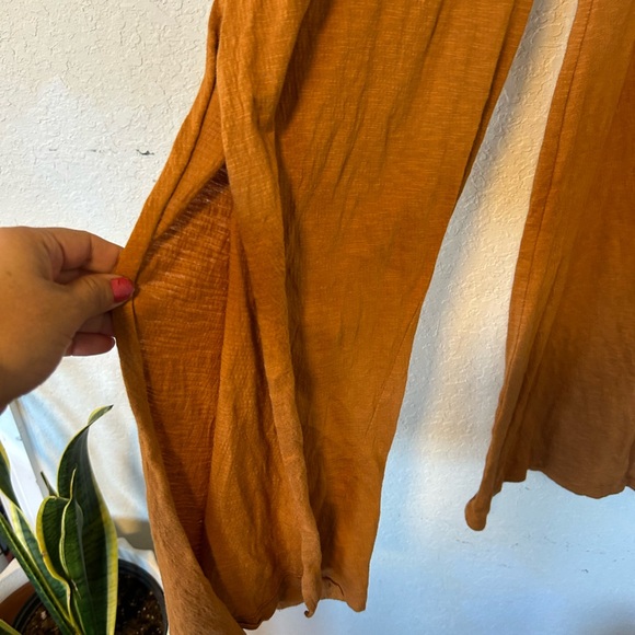 Urban Outfitters Wide Leg Pants Jesse Split Burnt Orange Boho Flowy Trousers - Picture 2 of 6